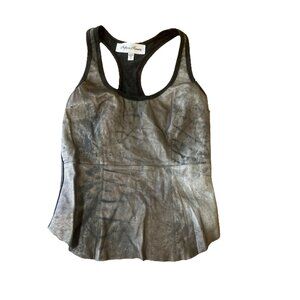 NEW FIFTEEN TWENTY Womens Size S Lamb Leather Tank Top Gray Racer Back